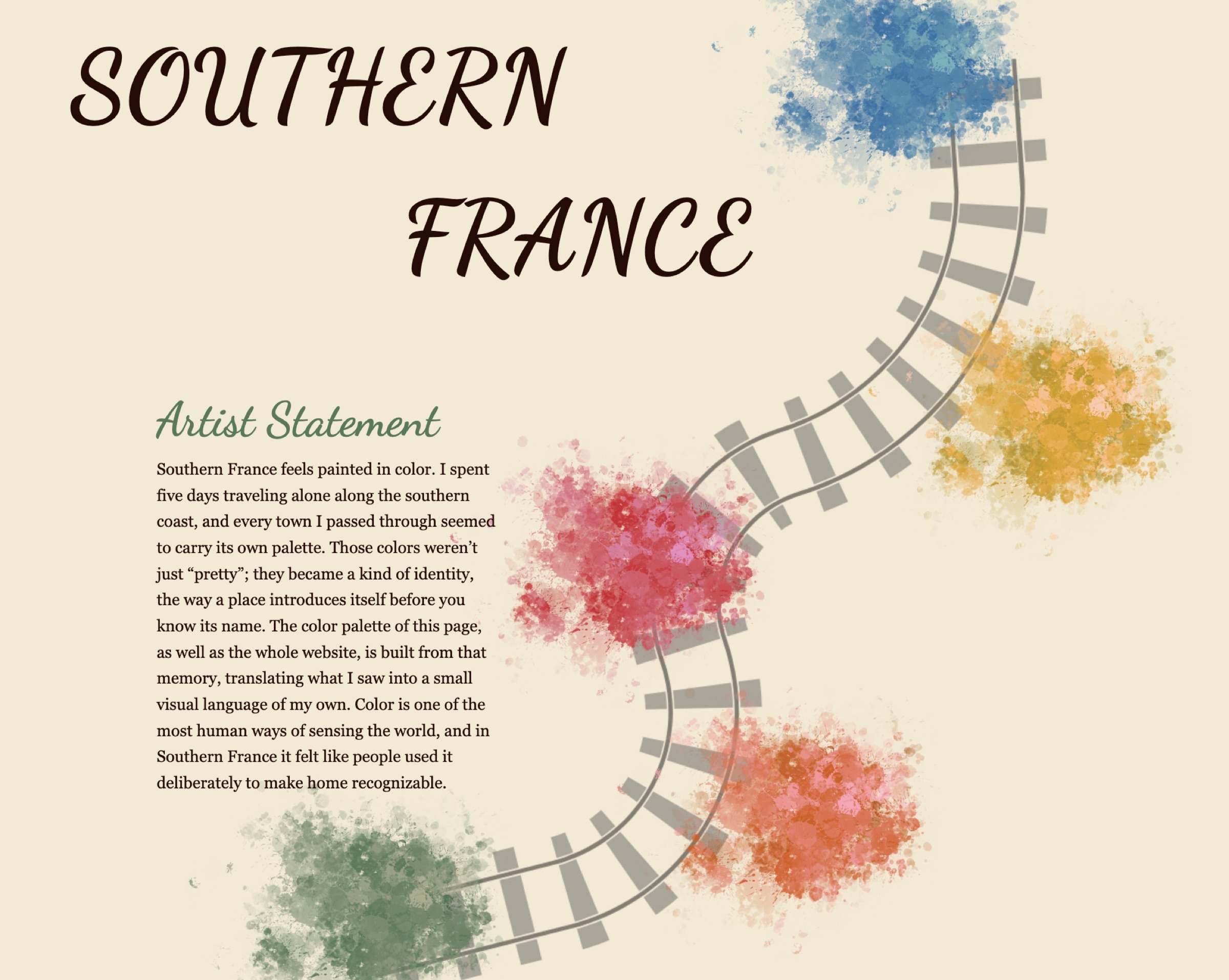 Southern France page from the original site, showing its color palette logic