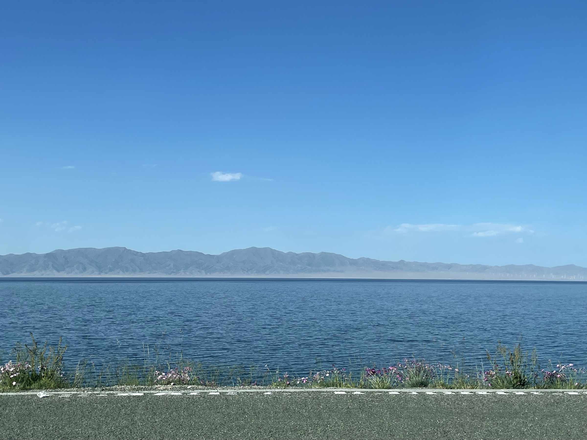 Distant plains and lake in Xinjiang