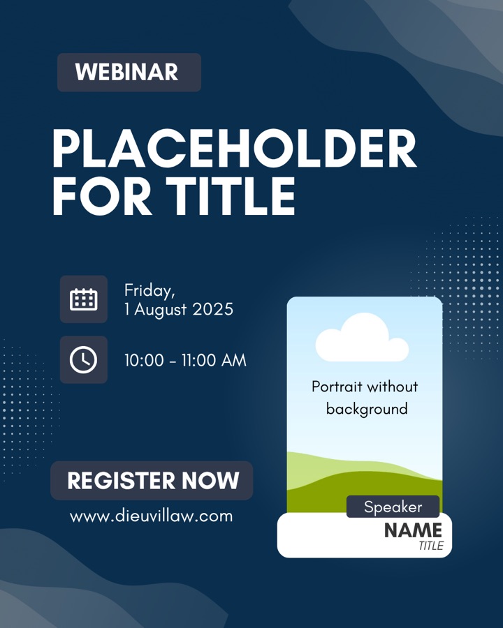 Webinar promo graphic for a law firm client
