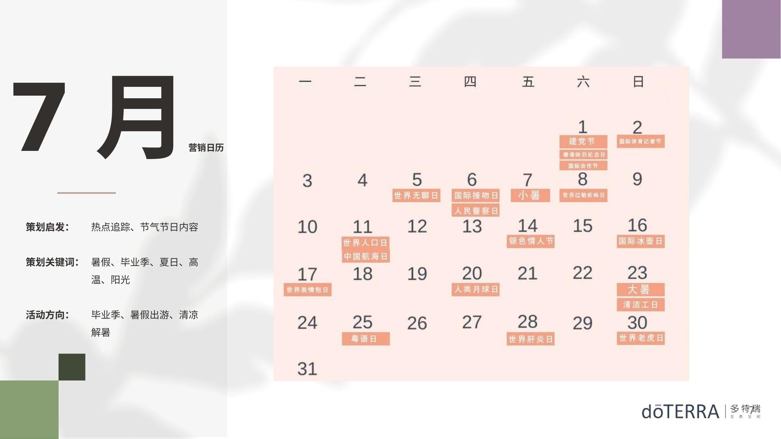 July content calendar mapped to seasonal and cultural moments